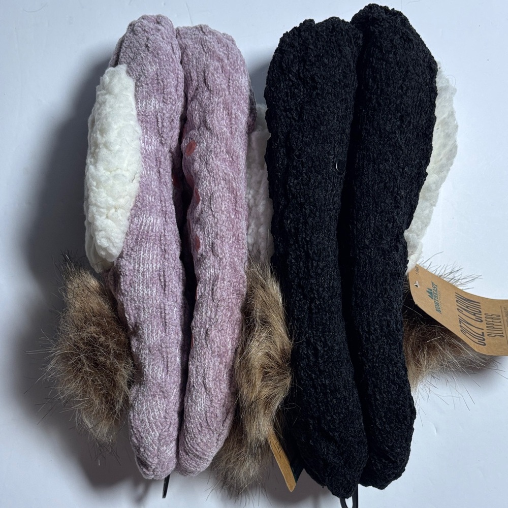 Northeast Cozy Cabin Slippers - Black and Purple Women Size 5-10 - Picture 3 of 7